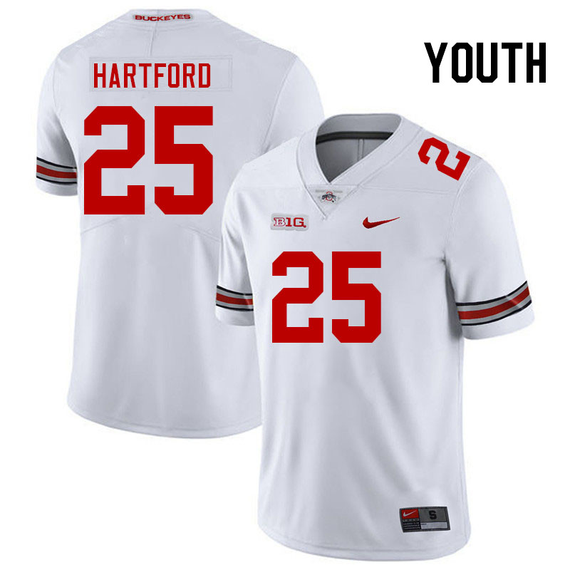 Youth #25 Malik Hartford Ohio State Buckeyes College Football Jerseys Stitched-White